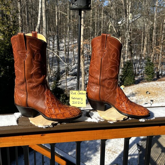 Late David Espinoza High-End Rare African Alligator Cowboy Boots 10.5D main image 16